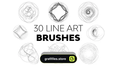 دانلود 30 براش فتوشاپ خطوط هنری Line Art Brushes