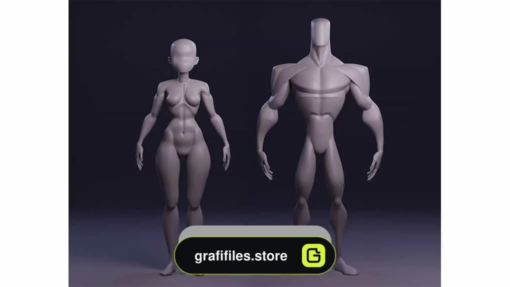 دانلود آبجکت کاراکتر مرد و زن Male and Female Stylized Blockouts