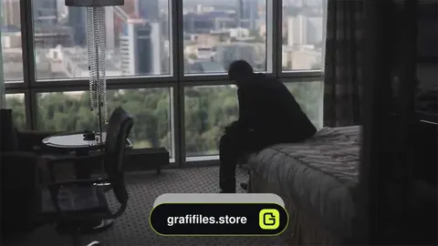 فوتیج مرد نشسته بر روی تخت هتل Man Sitting On Hotel Bed