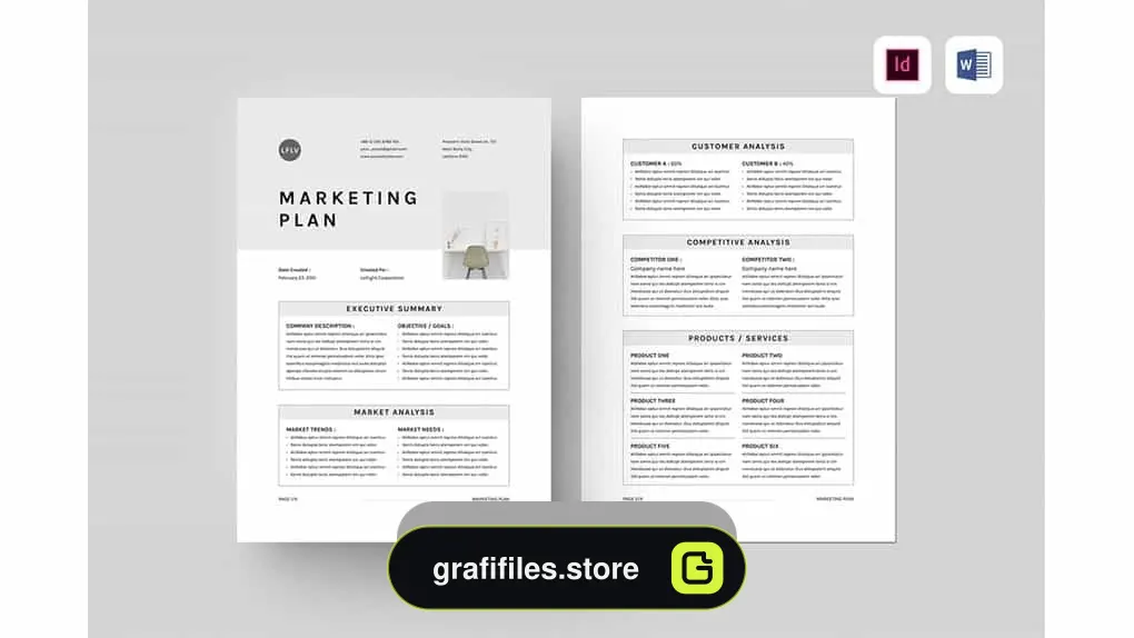 دانلود قالب آماده ورد برنامه بازاریابی Marketing Plan | MS Word &amp; Indesign