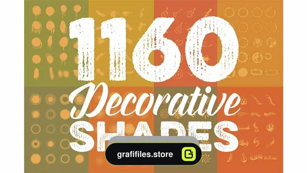 دانلود فایل لایه باز اشکال تزئینی Megabundle: 1160 Decorative Shapes