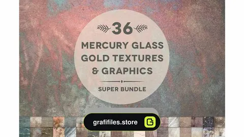 دانلود تکسچر گرافیکی شیشه ایی و طلایی Mercury Glass &amp; Gold Graphics