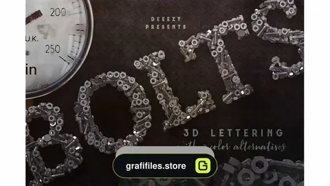 دانلود کلیپ آرت حروف الفبا با طرح پیچ و مهره Metalic Bolts – 3D Lettering