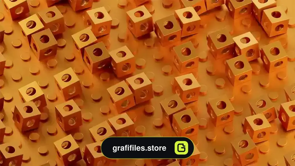 دانلود بک گراند موشن گرافیک مکعب های فلزی نارنجی Metallic Orange Cubes Loop