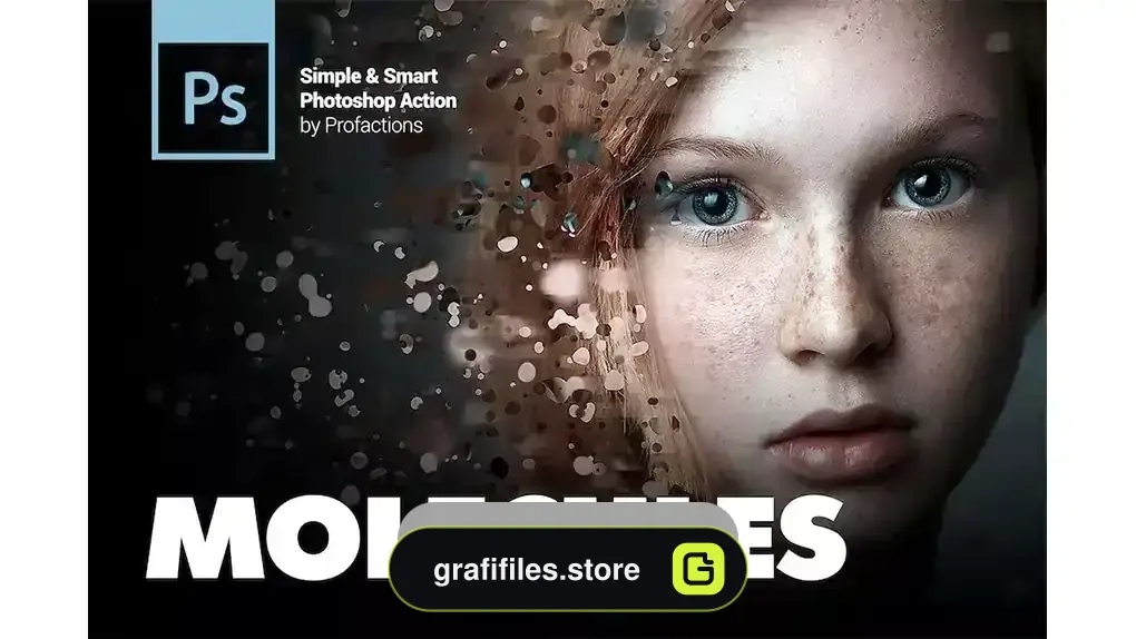 دانلود اکشن فتوشاپ افکت از هم پاشیدن مولکولی Molecules Photoshop Action