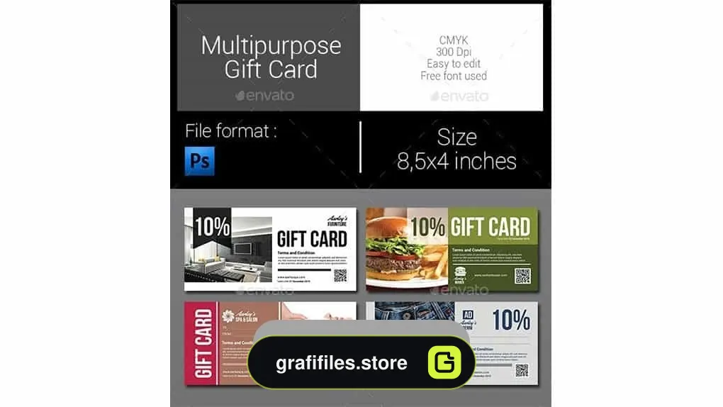 دانلود فایل لایه باز کارت تخفیف Multipurpose Gift Card