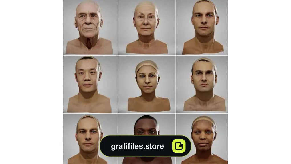 دانلود مدل سه بعدی کاراکتر انسان Neutral Heads Pack 01