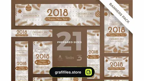 دانلود طرح لایه باز بنر جشن سال نو NewYear Party Banner Pack Template