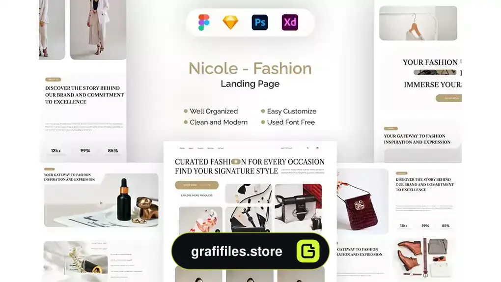 دانلود طرح لایه باز لندینگ پیج فشن Nicole – Fashion Landing Page