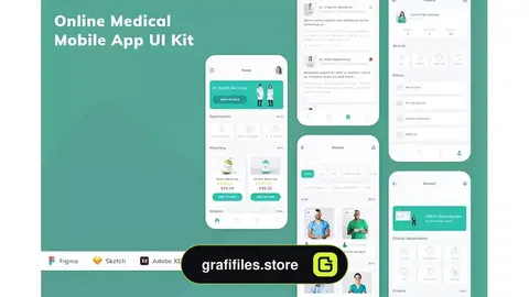 دانلود رابط کاربری اپلیکیشن پزشکی آنلاین Online Medical Mobile App UI Kit