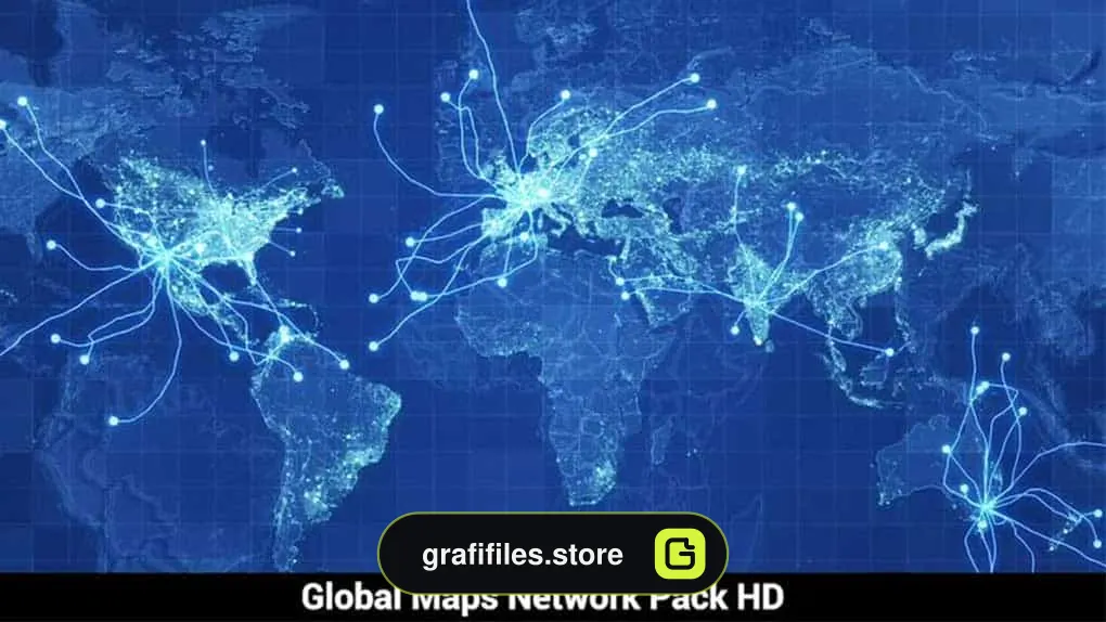 دانلود فوتیج نقشه شبکه جهانی Pack Global Maps Network
