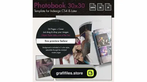 دانلود فایل لایه باز ژورنال عکس فشن Photobook Fashion Album Template – 30x30cm