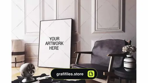 دانلود موکاپ قاب عکس Poster Frame Mockup Interior