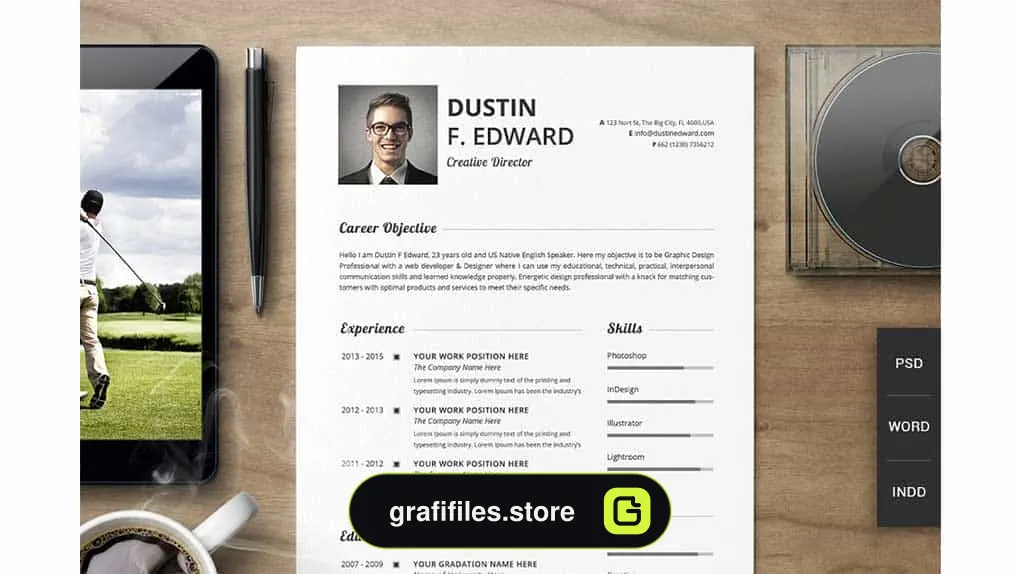 دانلود قالب آماده ایندیزاین رزومه Premium Resume CV Template Set