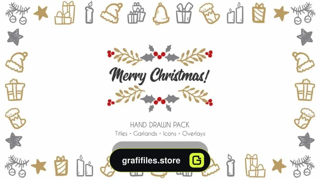 پروژه آماده کریسمس برای داوینچی ریزالو – Merry Christmas. Hand Drawn Pack