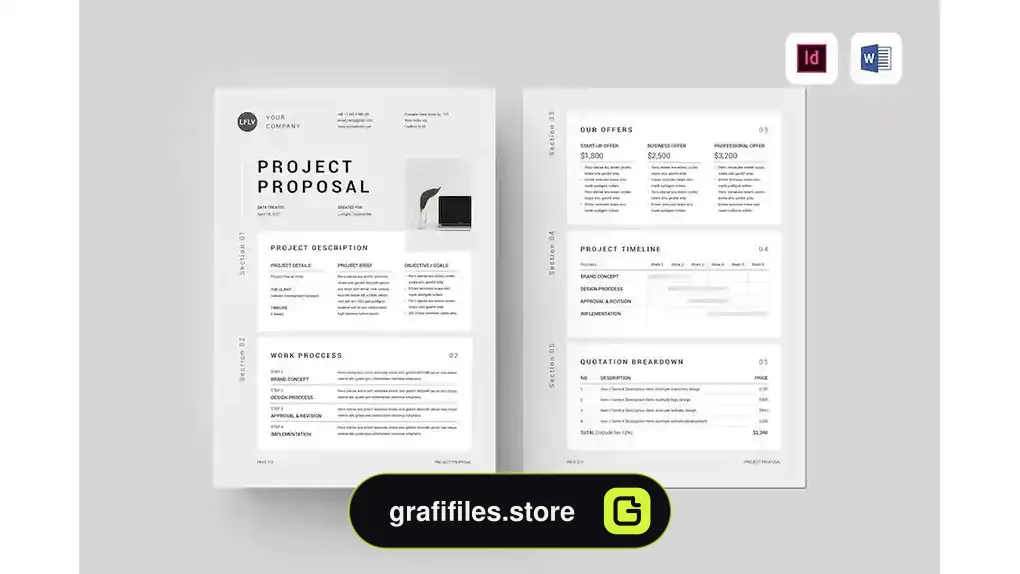 دانلود قالب ایندیزاین پروپوزال Proposal | MS Word &amp; Indesign 2