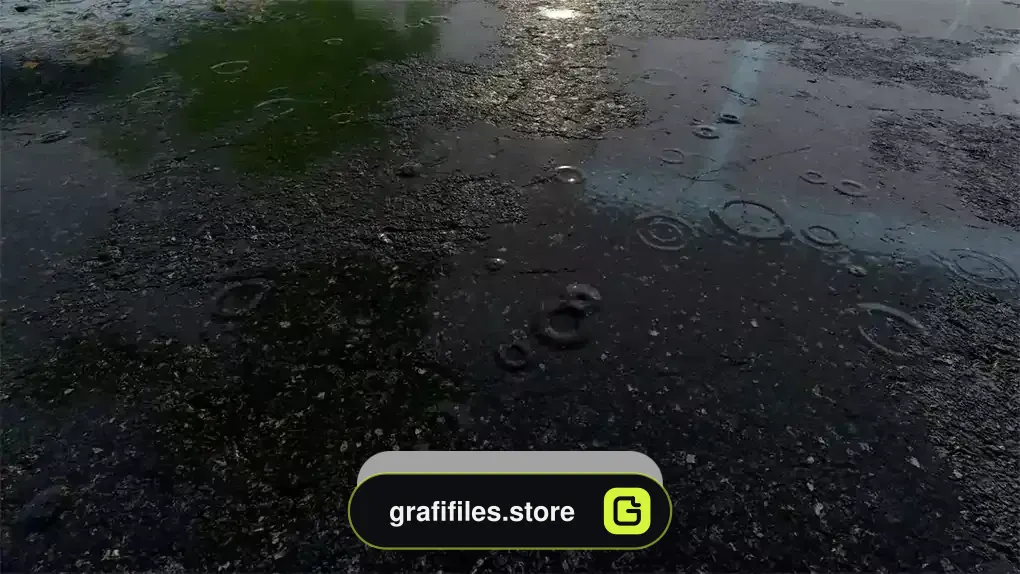دانلود بک گراند موشن گرافیک قطرات باران روی سنگفرش شهر Raindrops On City Pavement