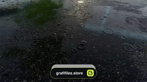 دانلود بک گراند موشن گرافیک قطرات باران روی سنگفرش شهر Raindrops On City Pavement