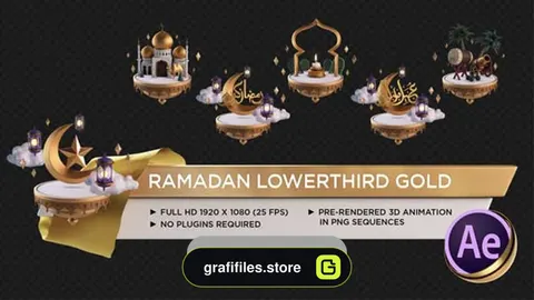 پروژه افترافکت زیرنویس طلایی رمضان Ramadan Lower Third Gold
