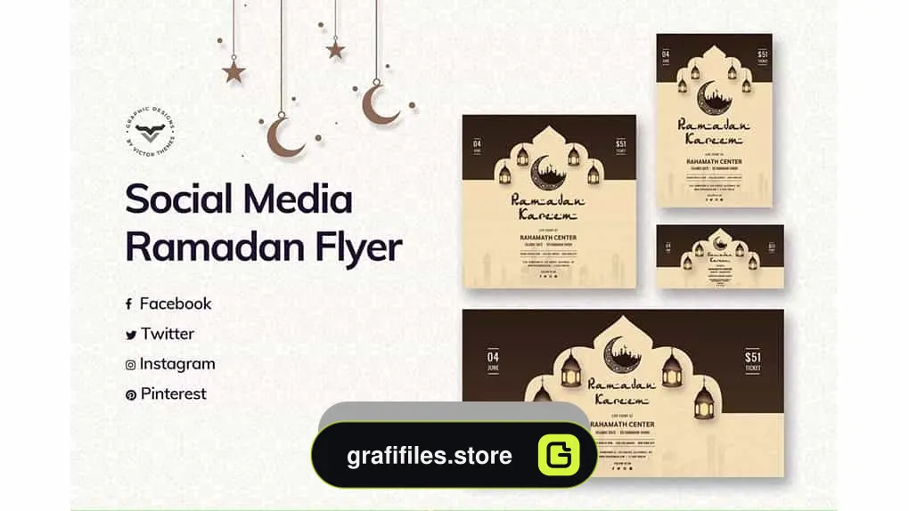 دانلود طرح لایه باز پست ماه رمضان شبکه اجتماعی Ramadan Social Media Template