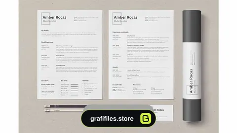 دانلود قالب آماده ایندیزاین رزومه Resume Amber