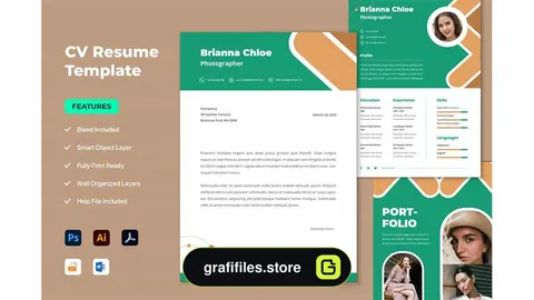 دانلود قالب آماده ورد رزومه عکاسی مینیمال Resume Word