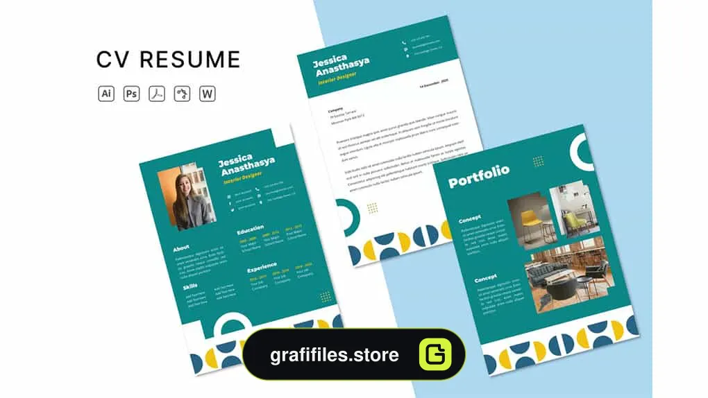 دانلود قالب آماده ورد رزومه طراح داخلی مینیمال Resume Word