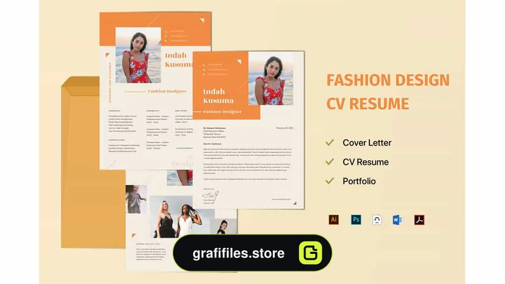 دانلود قالب آماده ورد رزومه طراح مد Resume Word