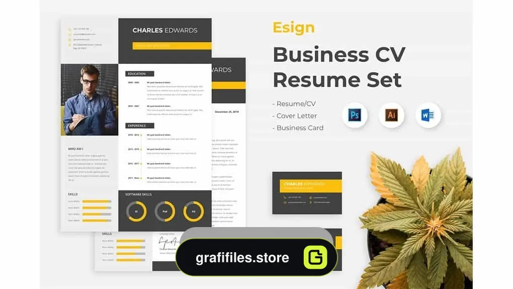 دانلود قالب آماده ورد رزومه Esigns – Business Clean Resume CV Set