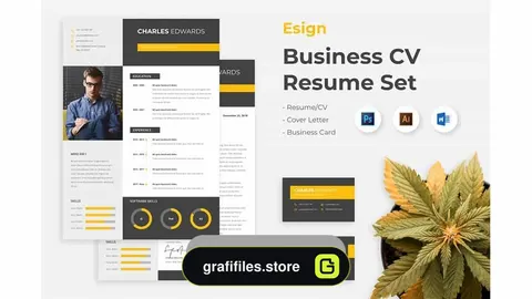 دانلود قالب آماده ورد رزومه Esigns – Business Clean Resume CV Set