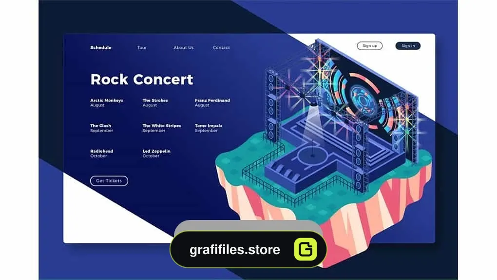 دانلود طرح وکتور لندینگ پیج و بنر کنسرت راک Rock Concert – Banner &amp; Landing Page