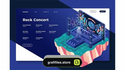 دانلود طرح وکتور لندینگ پیج و بنر کنسرت راک Rock Concert – Banner &amp; Landing Page