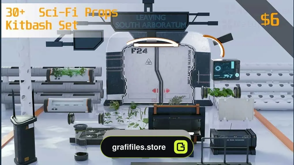 دانلود آبجکت محیط علمی تخیلی Sci-Fi Props Kitbash set