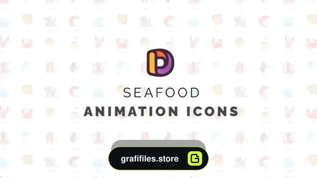 پروژه افترافکت آیکون متحرک غذا دریایی Seafood – Animation Icons