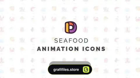 پروژه افترافکت آیکون متحرک غذا دریایی Seafood – Animation Icons