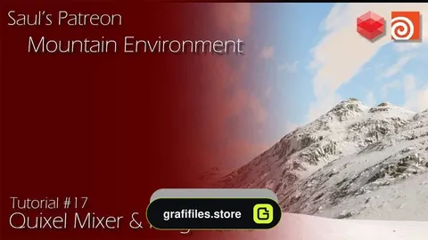دانلود صحنه آماده کوهستان برفی در Redshift و Houdini