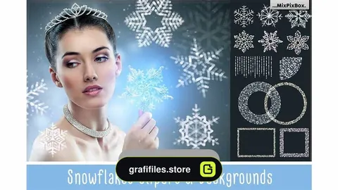 دانلود بک گراند و کلیپ آرت دانه برف SNOWFLAKES Clipart + Backgrounds