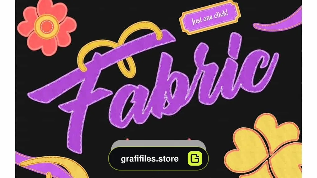 اکشن ایجاد متن پارچه ای برای فتوشاپ – Stitched Fabric Action