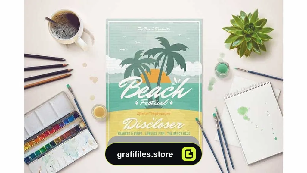 دانلود فایل لایه باز بنر جشنواره تابستانی Summer Beach Festival Flyer