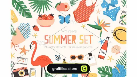 دانلود وکتور تابستان Summer set