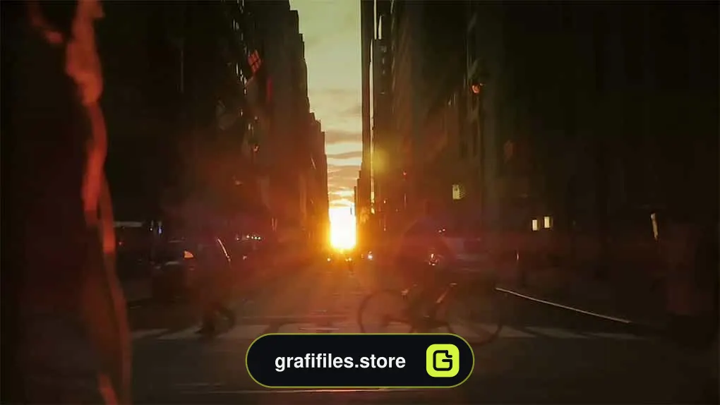 فوتیج غروب خورشید در منهتن Sunset In Manhattan