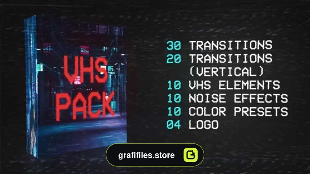 پروژه پریمیر ترانزیشن با افکت نوار ویدیویی VHS Pack