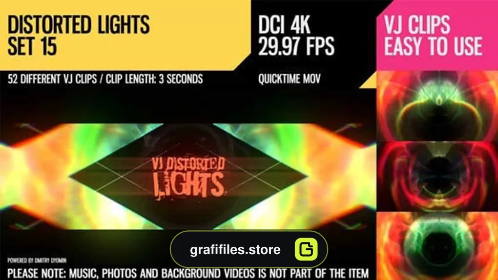 دانلود فوتیج رقص نور VJ Distorted Lights 4K Set 15