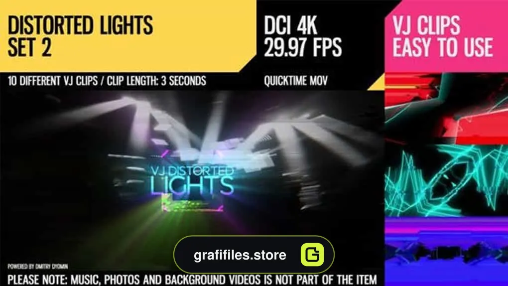 دانلود فوتیج رقص نور VJ Distorted Lights 4K Set 2