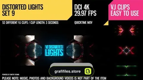 دانلود فوتیج رقص نور VJ Distorted Lights 4K Set 9