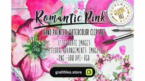 دانلود کلیپ آرت آبرنگی گل Watercolor clipart
