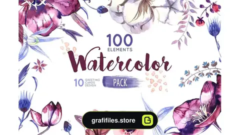 دانلود کلیپ آرت گل آبرنگی Watercolor Flowers Pack
