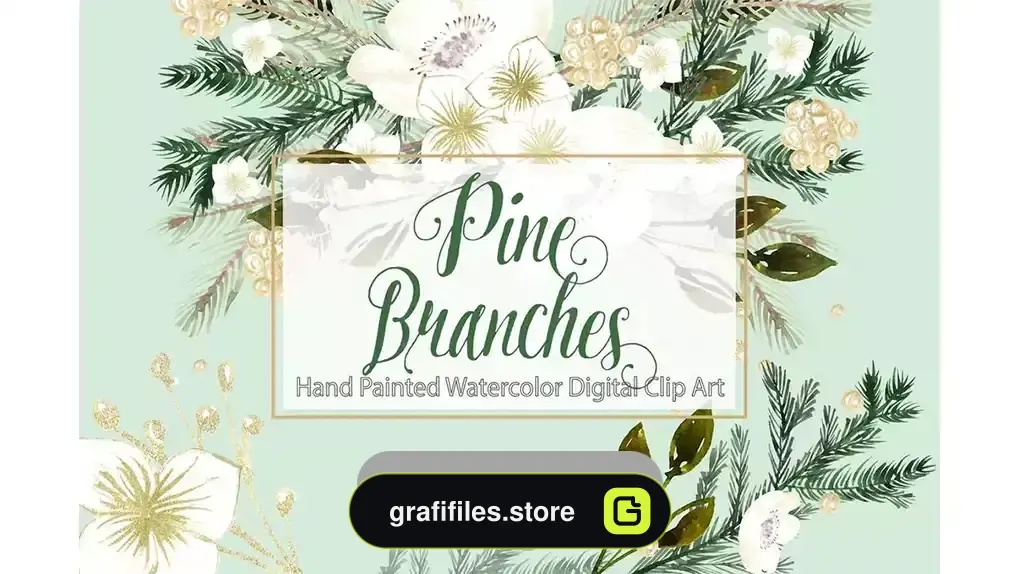 دانلود کلیپ آرت آبرنگی کریسمس Watercolor mint christmas design