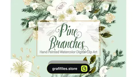 دانلود کلیپ آرت آبرنگی کریسمس Watercolor mint christmas design