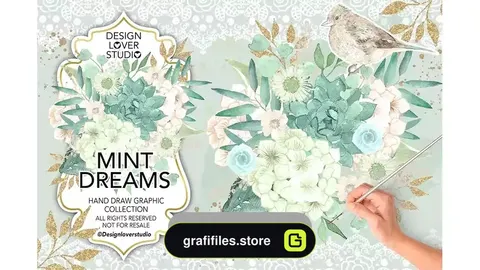 دانلود کلیپ آرت نعنا آبرنگی Watercolor MINT DREAMS design